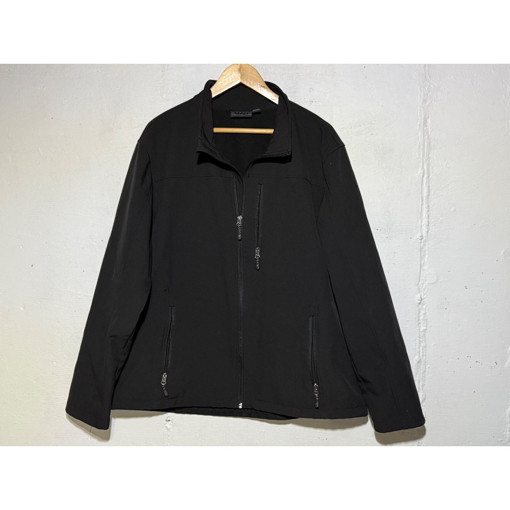 Swiss Tech Mens XL Rich Black Performance Softshell Fleece Lined Jacket Stretch